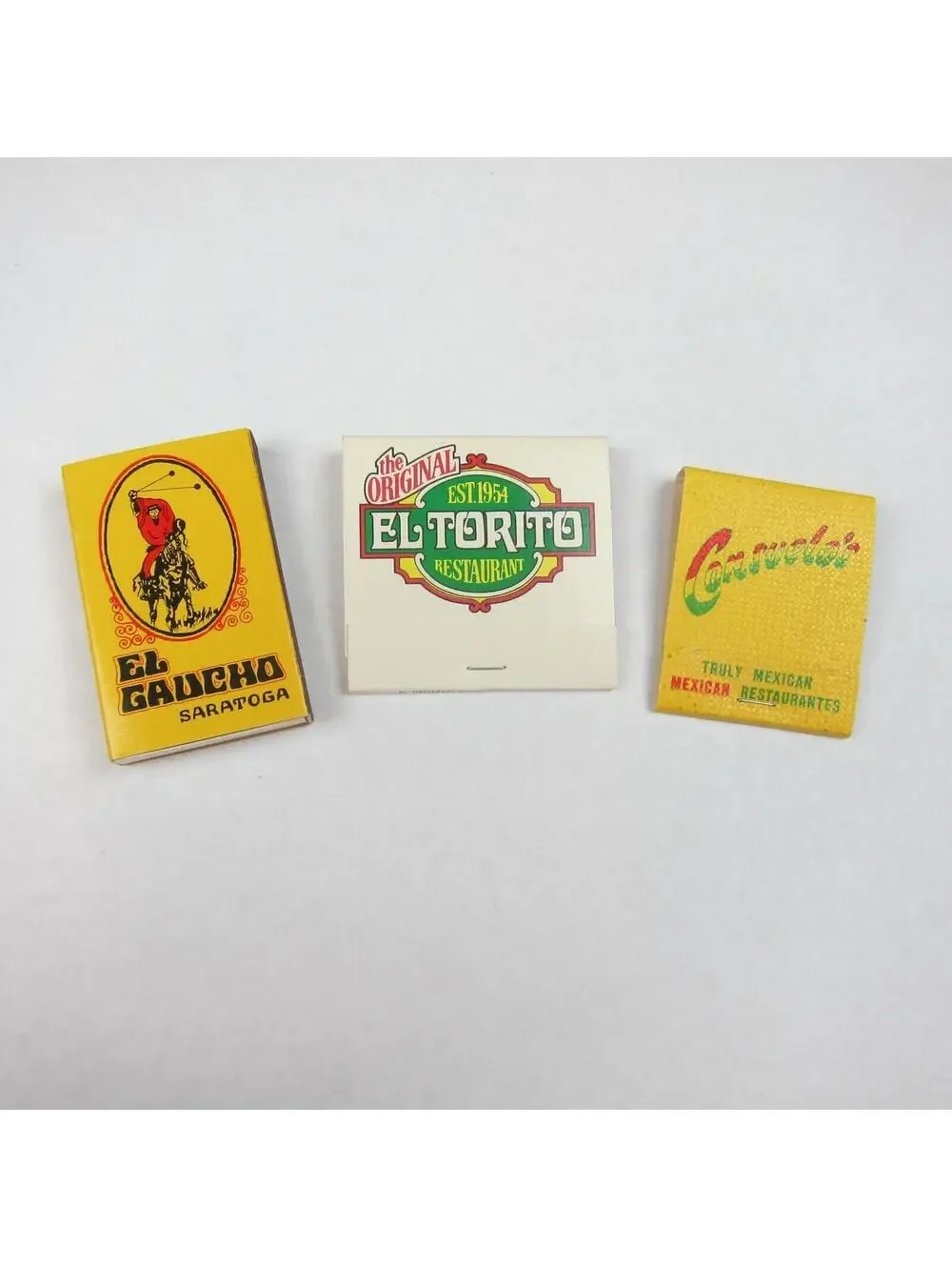 3 Vintage Matchbooks El Gaucho El Torito Consuelos California Mexican Restaurant